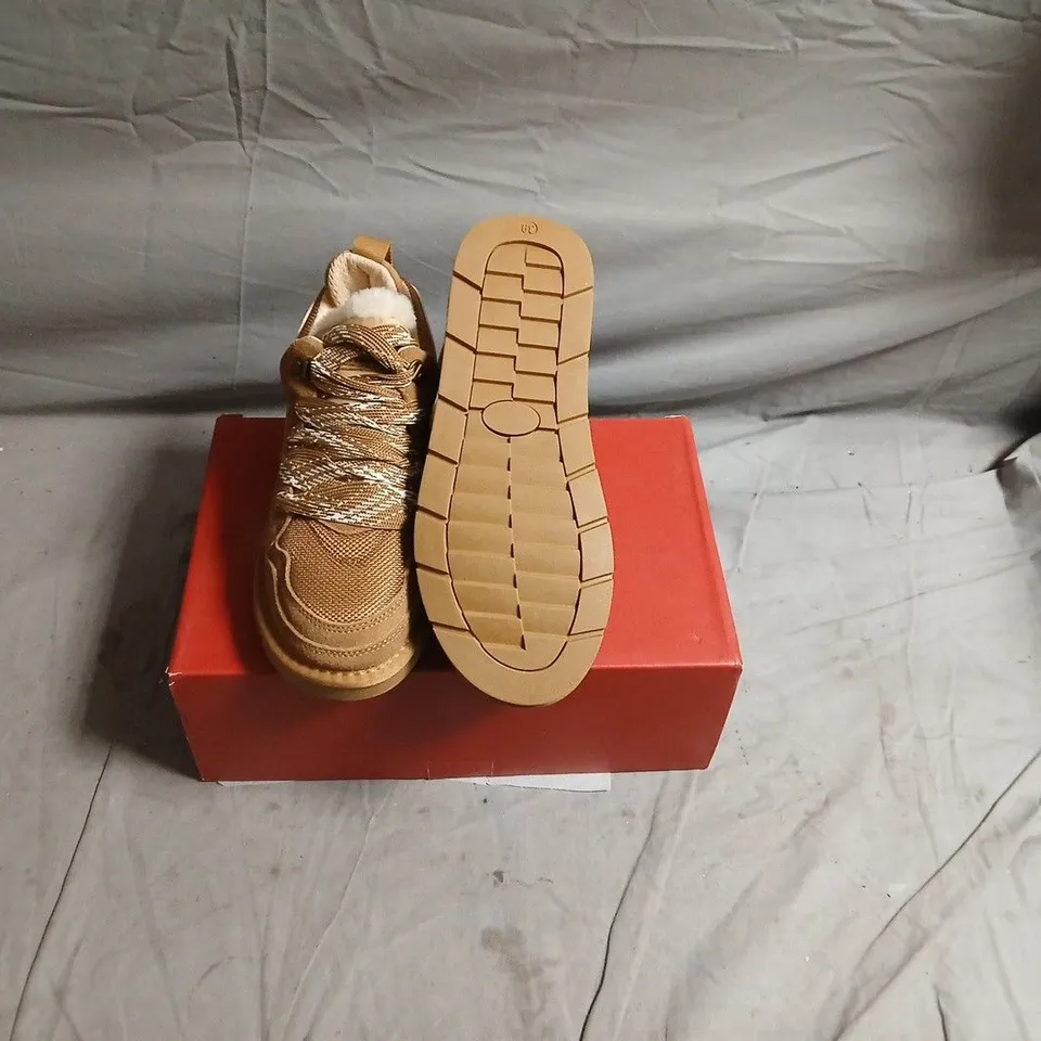 TAN SUEDE FUR-LINED SNEAKERS – CASUAL FOOTWEAR