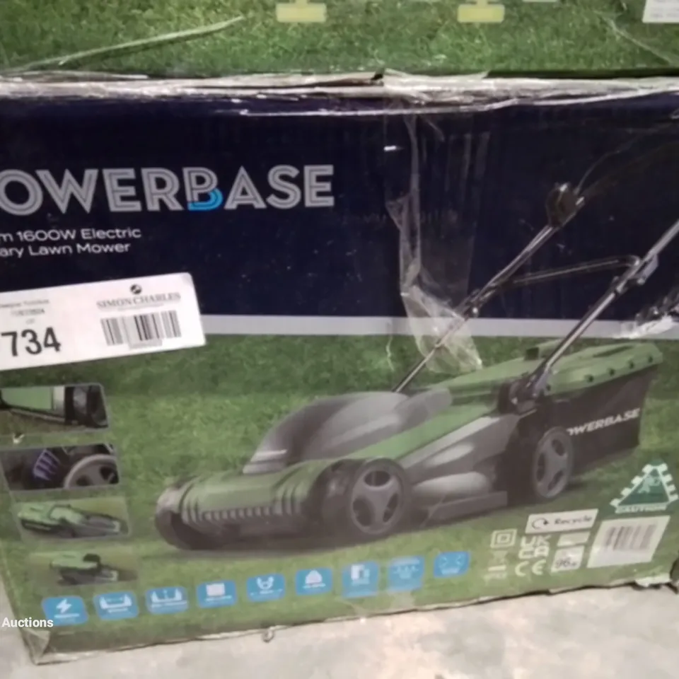 BOXED PO37CM 1600W ELECTRIC ROTARY CORDED LAWN MOWER