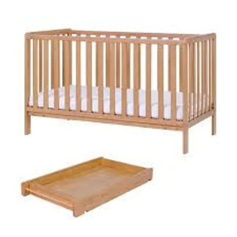 BOXED TUTTI BAMBINI COT BED WITH COT TOP CHANGER - OAK FINISH (1 BOX)