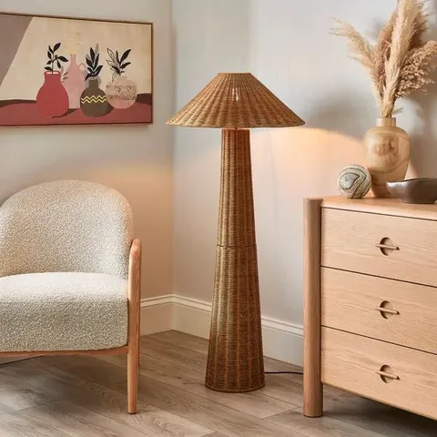 BOXED RURI BOHO RATTAN FLOOR LAMP