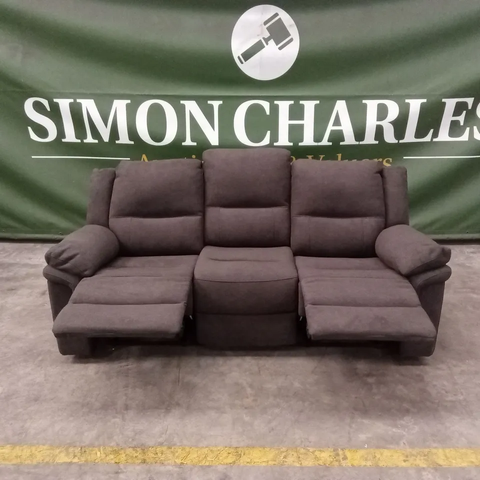 ALBION FABRIC 3 SEATER HIGH BACK MANUAL RECLINER SOFA - CHARCOAL RRP £749