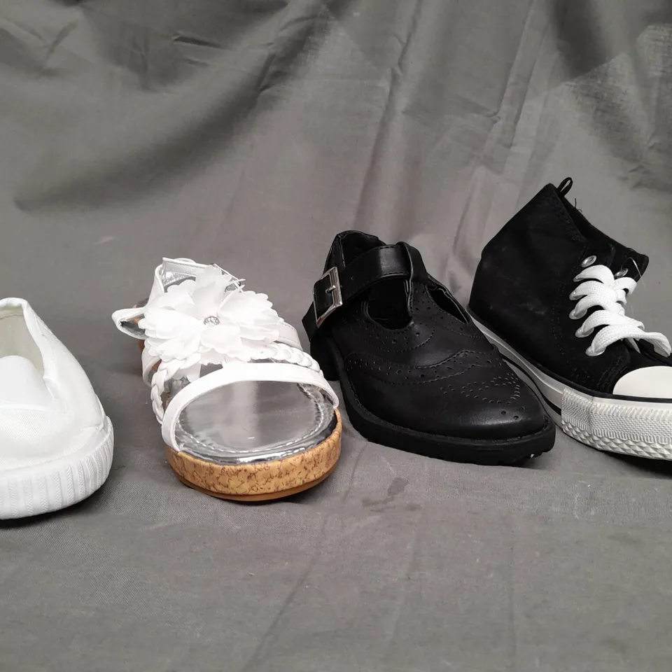 BOX OF APPROX 35 ASSORTED KIDS SHOES IN VARIOUS SIZES & COLOURS 