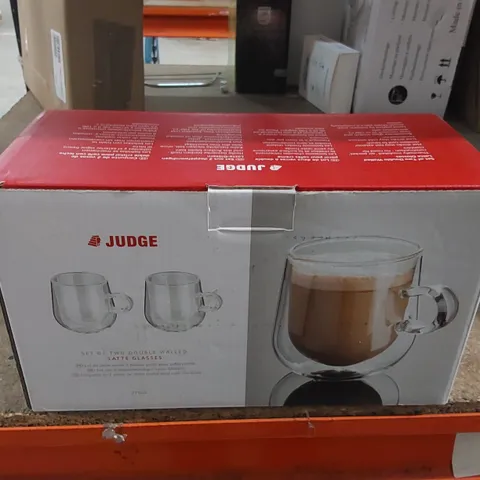 BOXED JUDGE DOUBLE WALLED GLASS LATTE CUPS, 275ML - VACUUM INSULATED