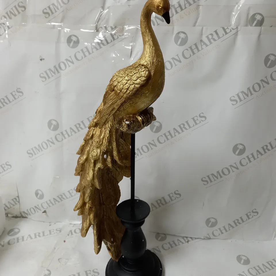 BOXED ALISON CORK GOLD PEACOCK DECOR