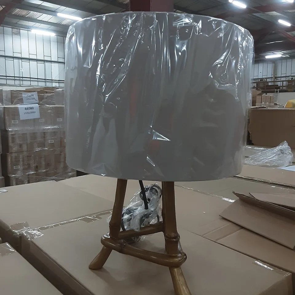 BOXED MY HOME STORIES BAMBOO TABLE LAMP , GREY