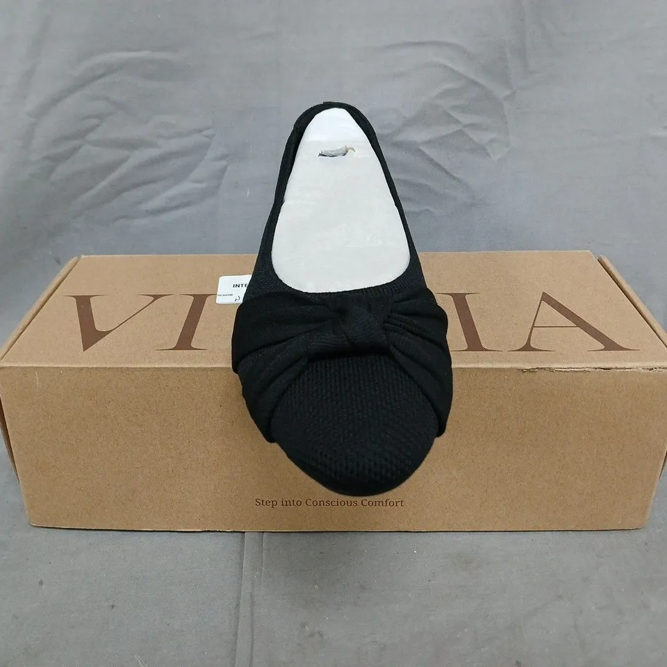BOXED PAIR OF VIVAIA SLIP-ON SHOES IN BLACK SIZE UK 7