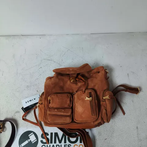 AIMEE SUEDE LEATHER SHOULDER BAG – BROWN WITH FRONT POCKETS