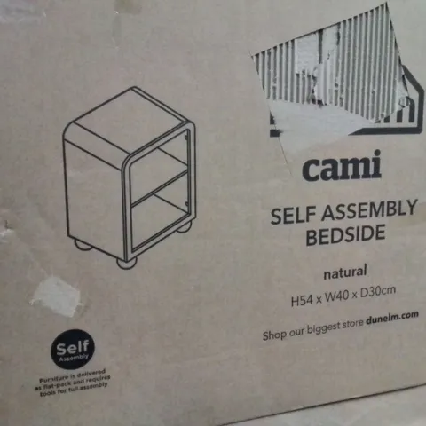 BOXED DUNELM SELF ASSEMBLY BEDSIDE TABLE -NATURAL-