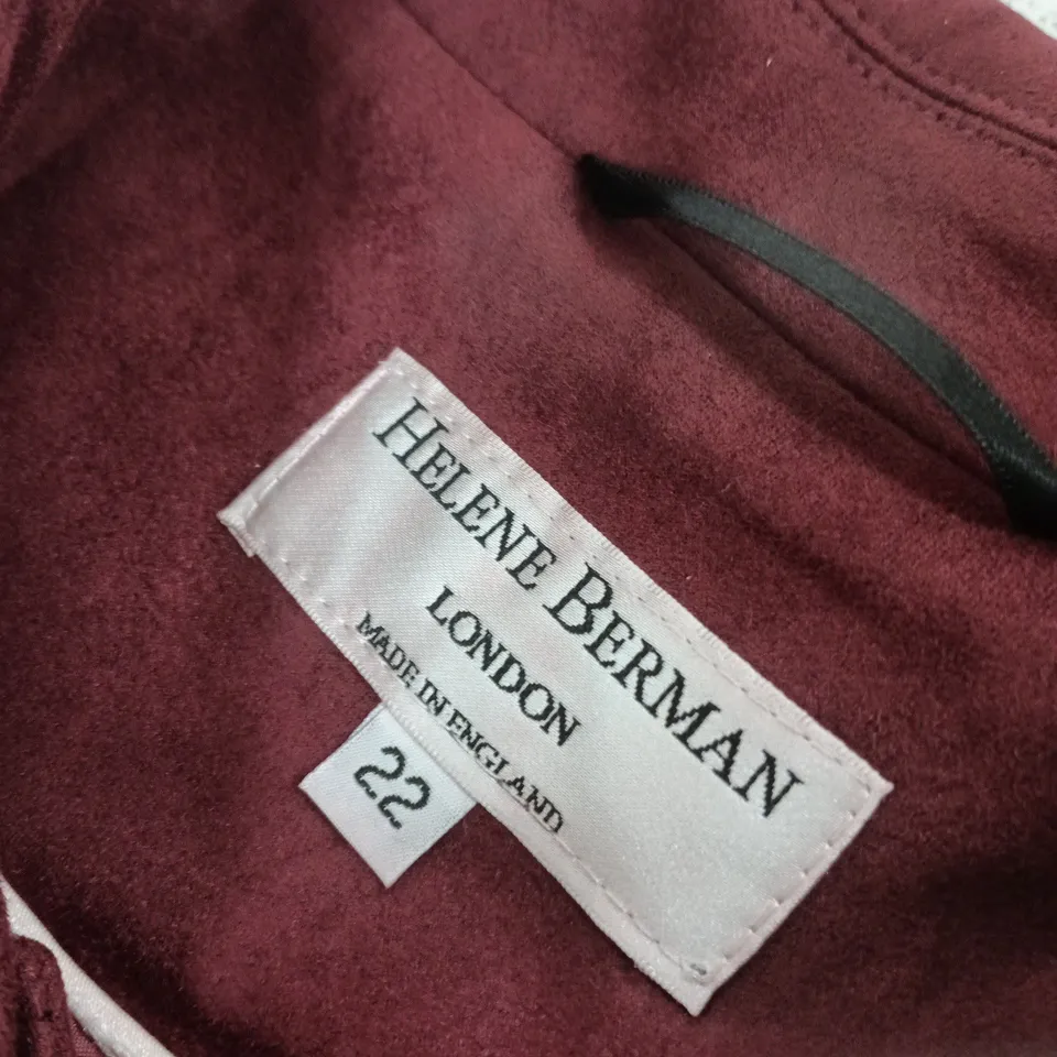 HELENE BERMAN LONDON – UK SIZE 22, BURGUNDY COAT (MADE IN ENGLAND)