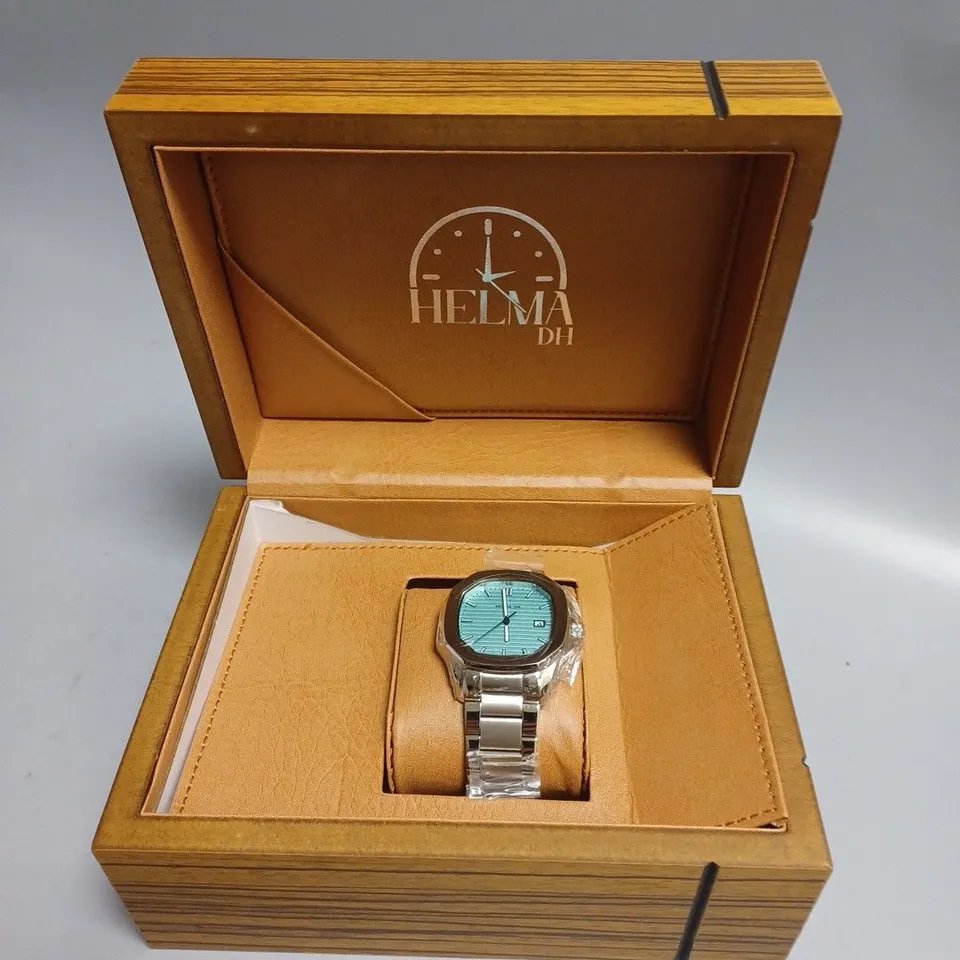 HELMA DH - STAINLESS STEEL STRAP - BLUE DIAL WATCH