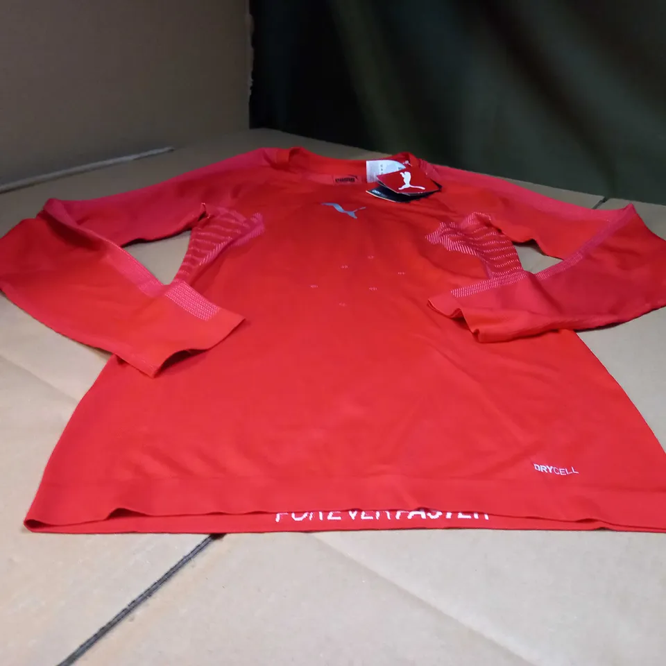 PUMA RED DRYCELL BASE LAYER/FITNESS TOP - LARGE
