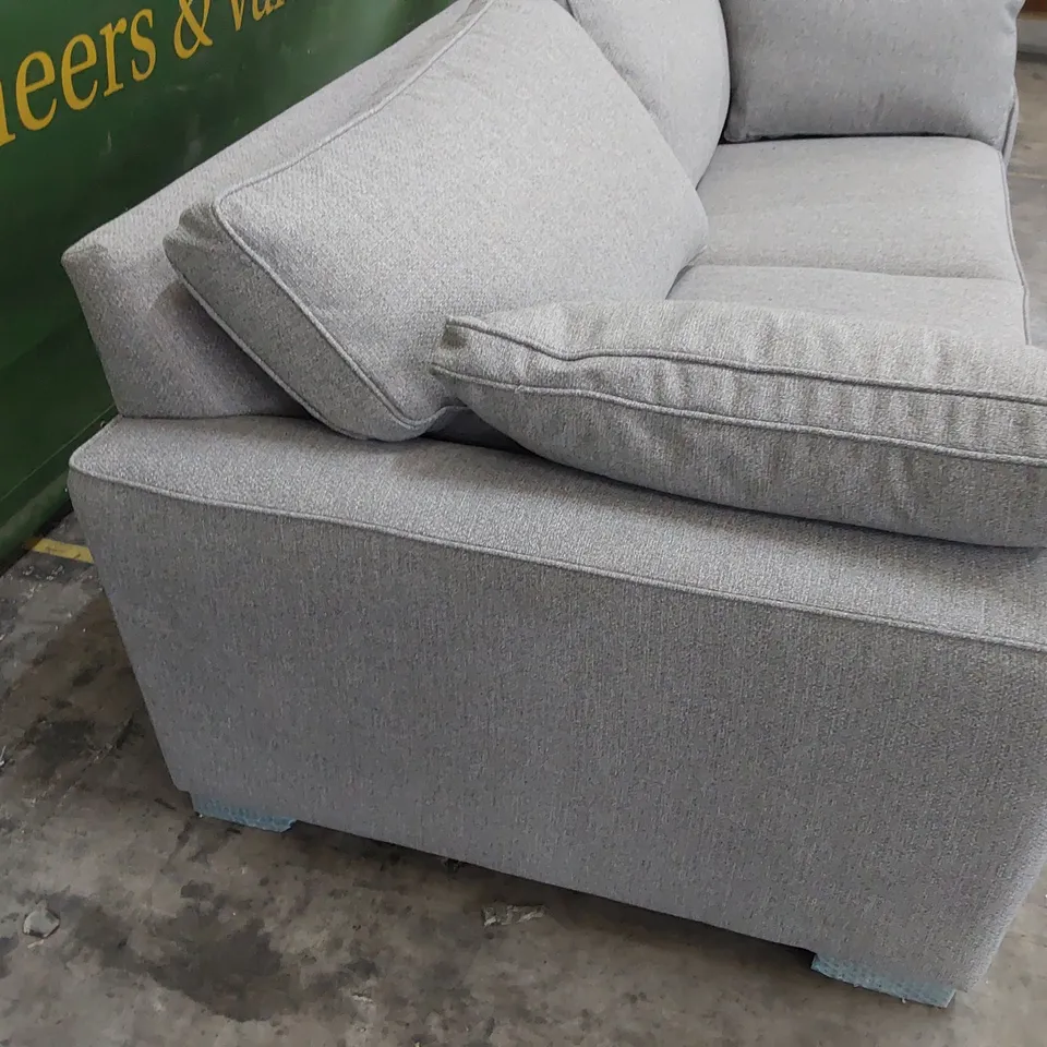 QUALITY BRITISH MADE LOUNGE Co THREE SEATER SOFA WITH BOLSTER CUSHIONS GREY FABRIC 