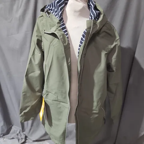 REGATTA WATERPROOF OLIVE GREEN HOODED RAIN JACKET SIZE 14