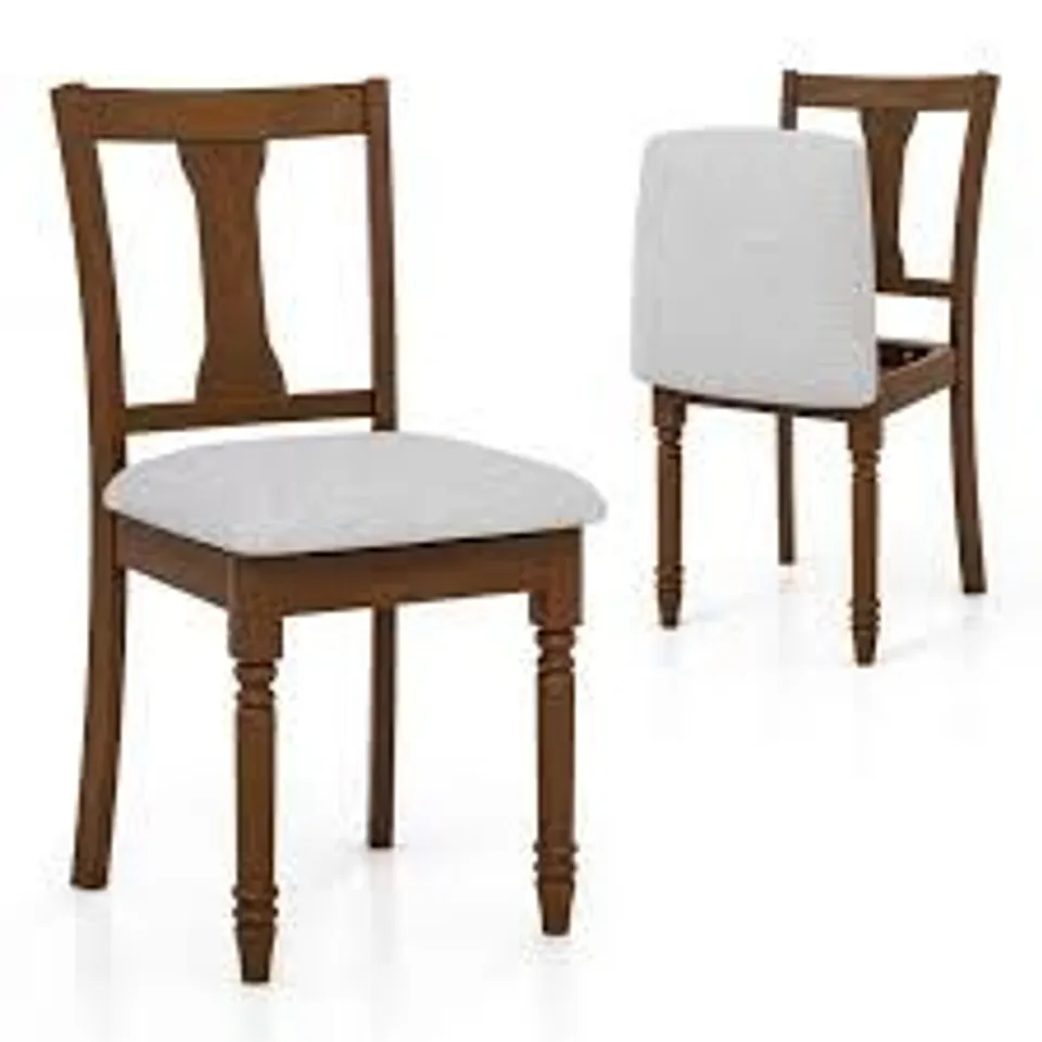 BOXED COSTWAY WALNUT LINEN FABRIC DINING CHAIR