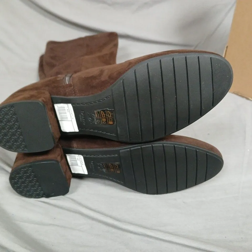 BOXED DUNE LONDON TAYLA BROWN SUEDE KNEE-HIGH BOOTS – UK 7 (EU 40)