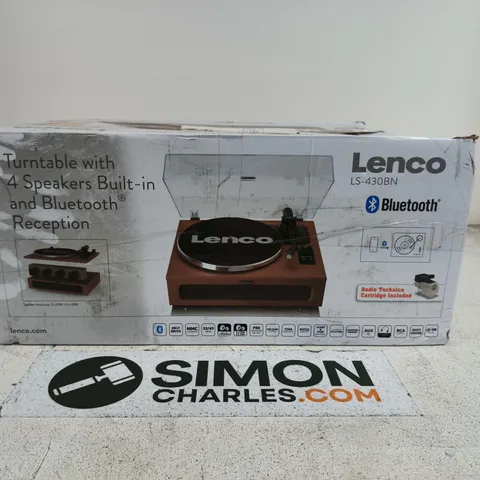 BOXED LENCO LS-430BN BLUETOOTH TURNTABLE WITH BUILT IN SPEAKERS