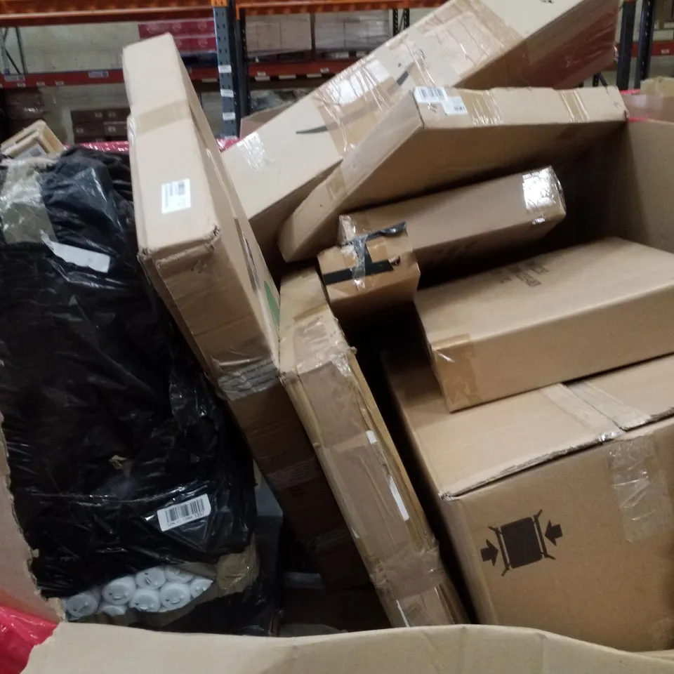 PALLET CONTAINING ASSORTED PRODUCTS INCLUDING STRETCHED CANVASES 50×60CM, PET CAR SCREEN & MOBILE TV MOUNT