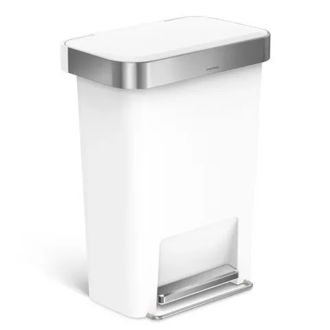 BOXED SIMPLEHUMAN 45L PLASTIC RECTANGULAR PEDAL BIN WITH LINER POCKET