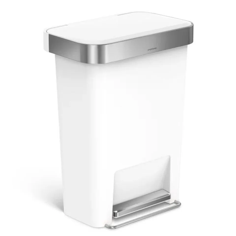 BOXED SIMPLEHUMAN 45L PLASTIC RECTANGULAR PEDAL BIN WITH LINER POCKET