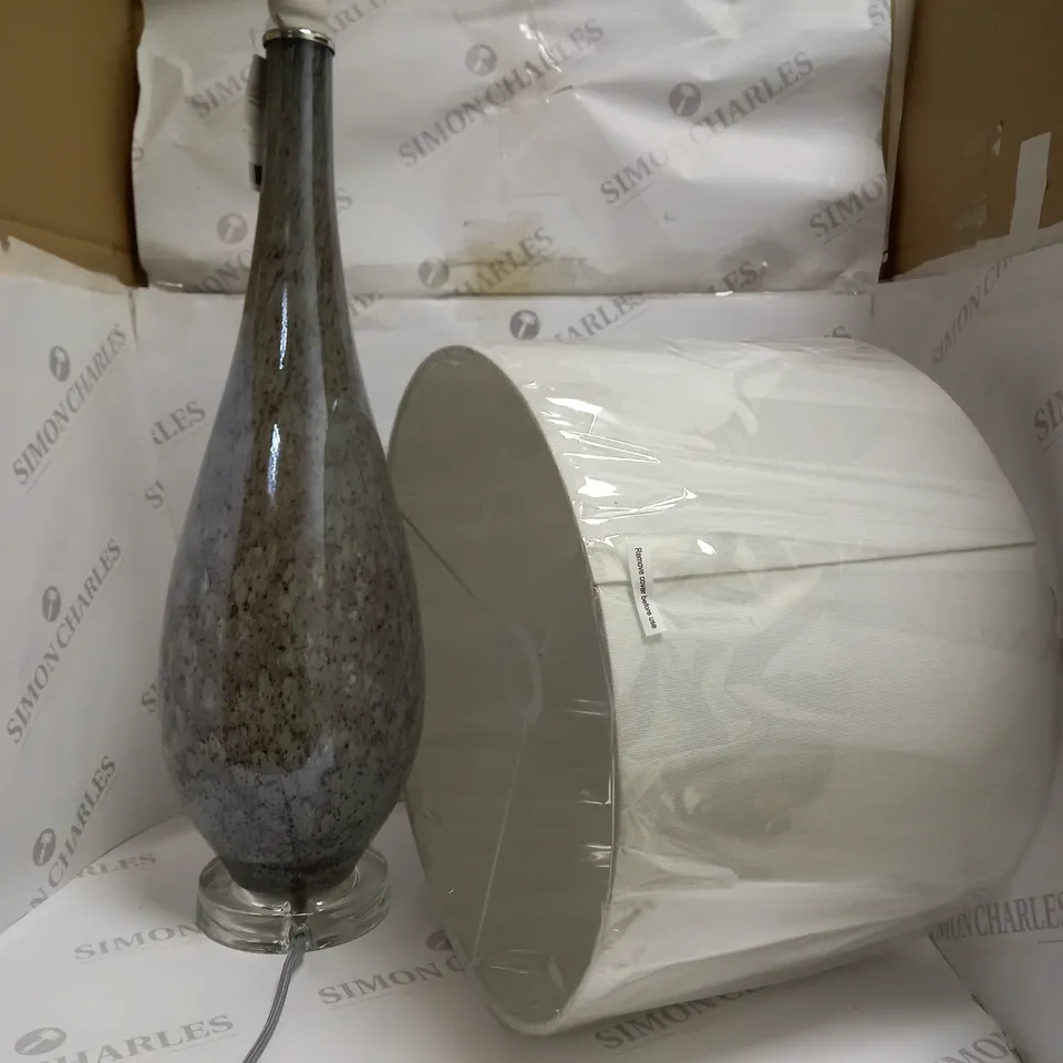 BOXED JOHN LEWIS TEARDROP GLASS TABLE LAMP AND LINEN SHADE 