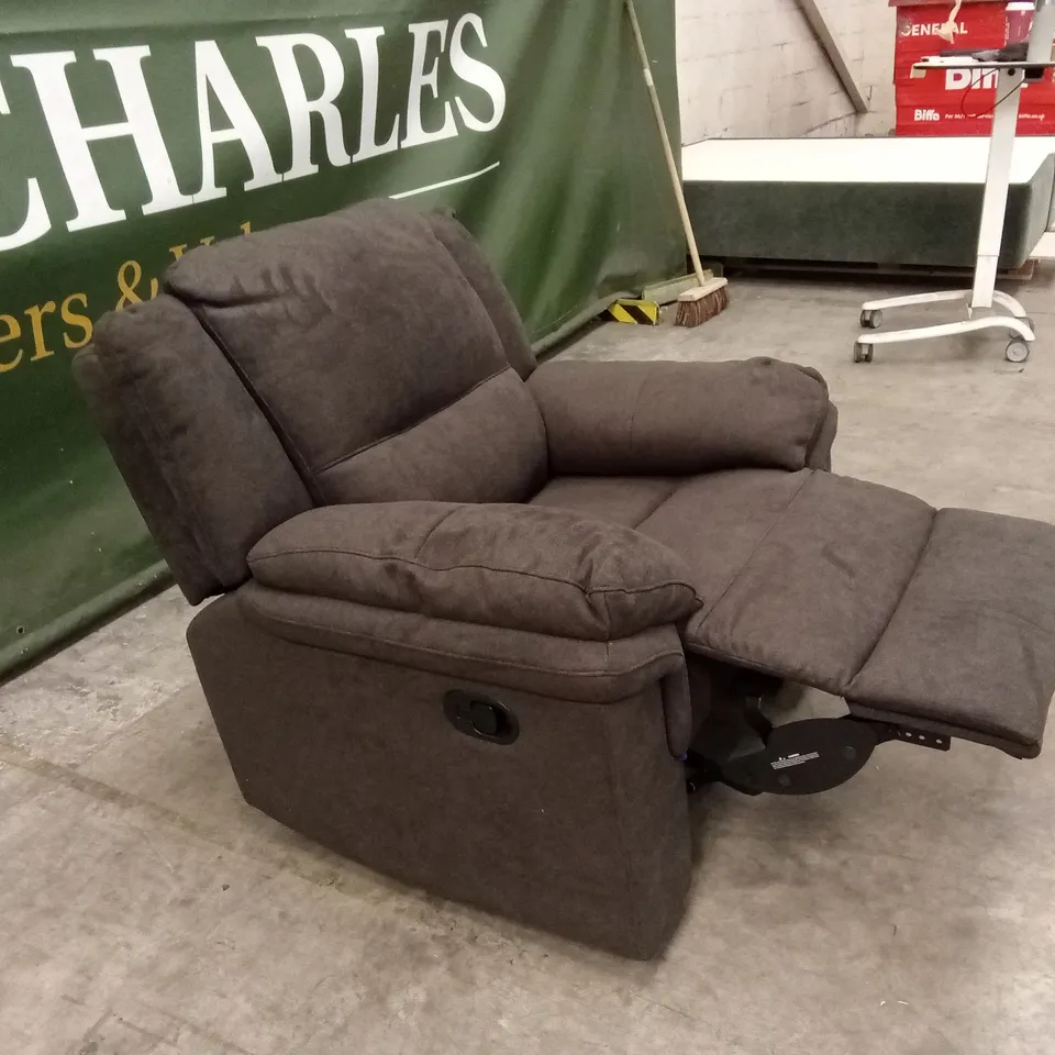 ALBION FABRIC HIGH BACK MANUAL RECLINER ARMCHAIR - CHARCOAL RRP £479