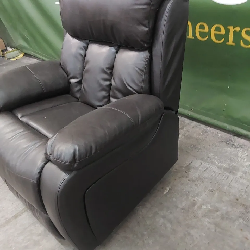 DESIGNER DARK BROWN FAUX LEATHER MANUAL RECLINER CHAIR