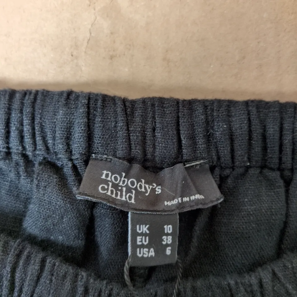 NOBODY'S CHILD BLACK TROUSERS, UK 10 (EU 38, USA 6)