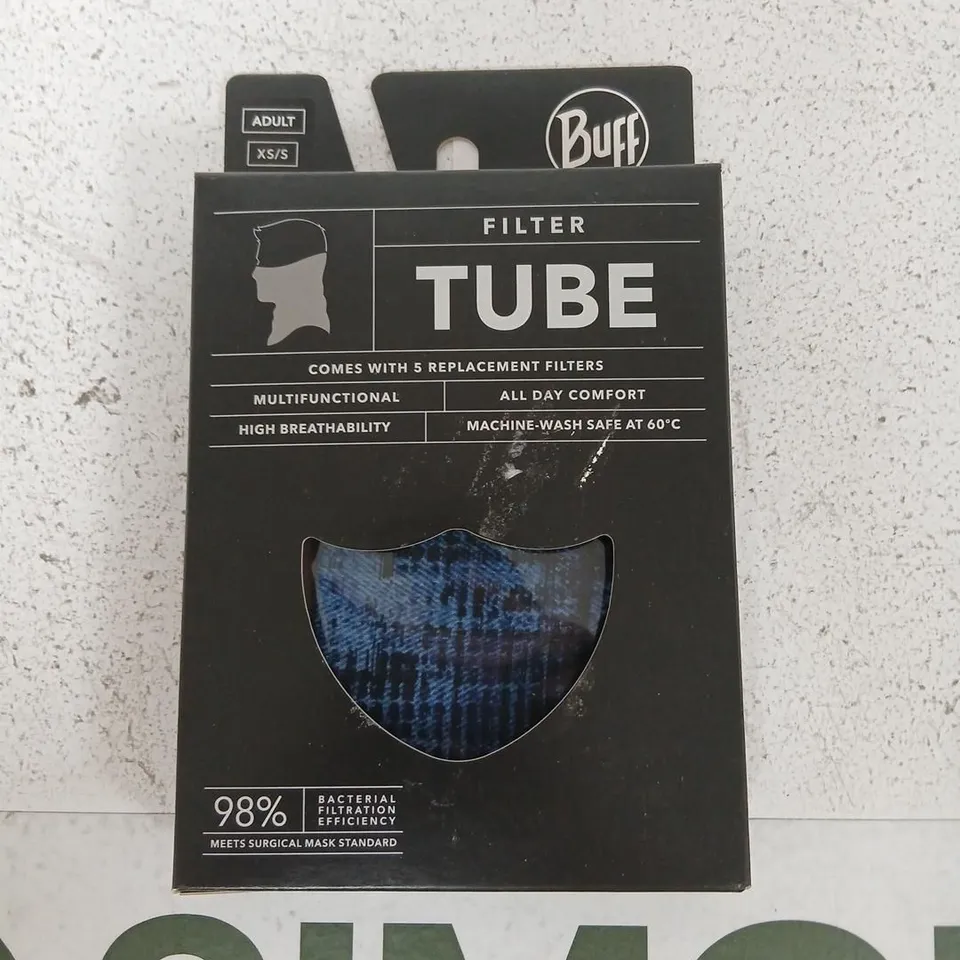 APPROXIMATELY 42 BUFF FILTER TUBE WITH 5 REPLACEMENT FILTERS – ADULT SIZE