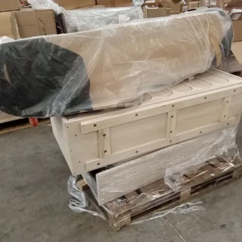 PALLET OF ASSORTED DESIGNER DAMAGED OR INCOMPLETE FURNITURE AND FURNITURE PARTS AND PIECES