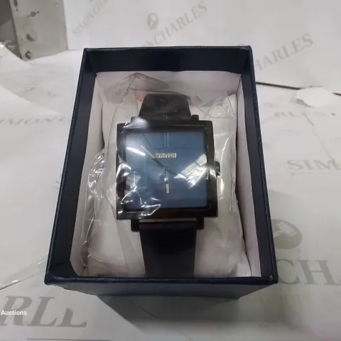 BOXED STYLISH SQUARE FACE BLACK WATCH