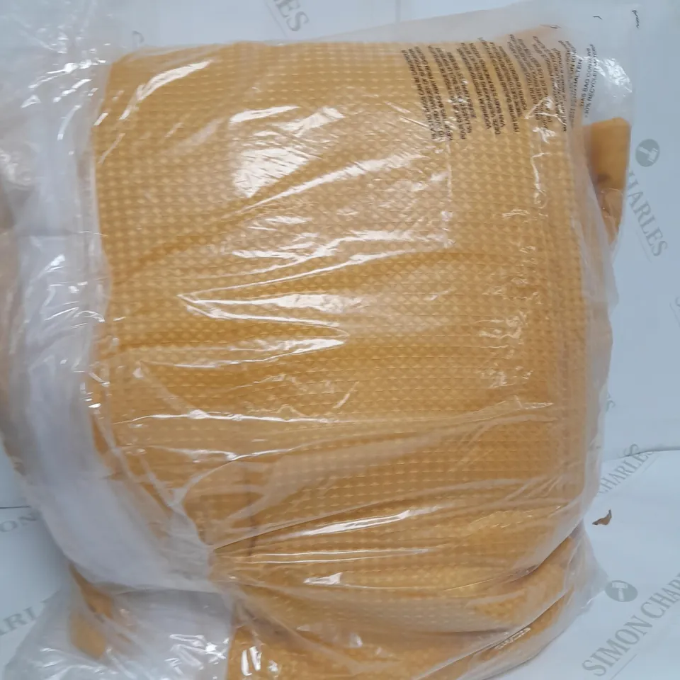 SUPERSOFT BY COZEE HOME WAFFLE KNIT FILLED BEDSPREAD IN OCHRE - 150 X 260CM