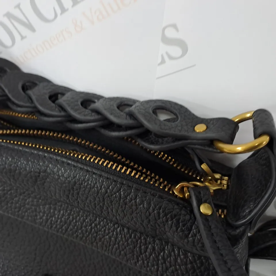 OLIVER BONAS BLACK LEATHER LOOK BAG