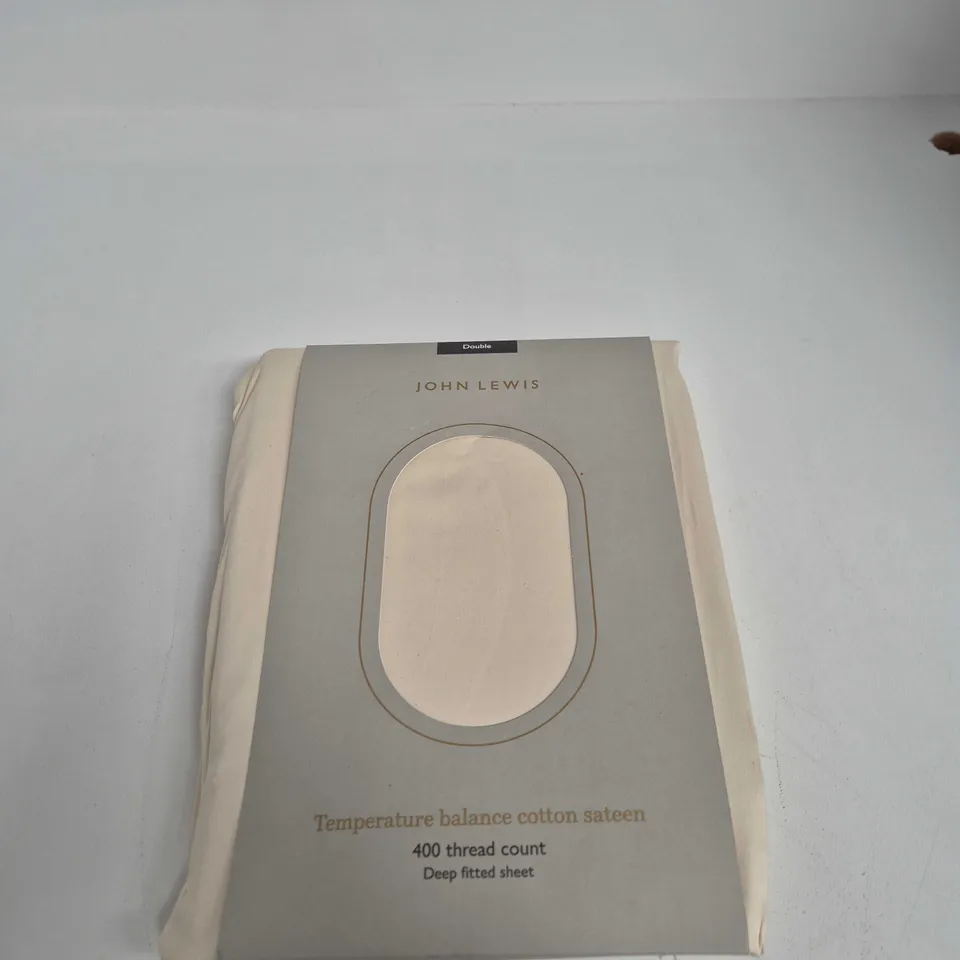 JOHN LEWIS TEMPERATURE BALANCE COTTON SATEEN DEEP FITTED SHEET – DOUBLE, 400 THREAD COUNT