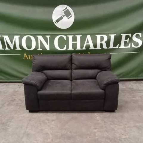 DANIELLE FAUX LEATHER 2 SEATER SOFA - BLACK