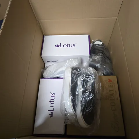 BOX OF APPROXIMATELY 15 PAIRS OF ASSORTED SHOES IN VARIOUS STYLES , COLOURS AND SIZES