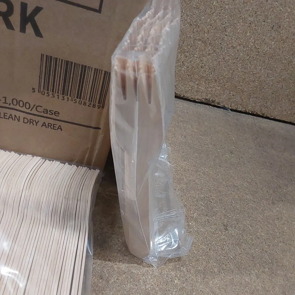 BOX TO CONTAIN APPROX 1000 WOODEN FORKS 157mm