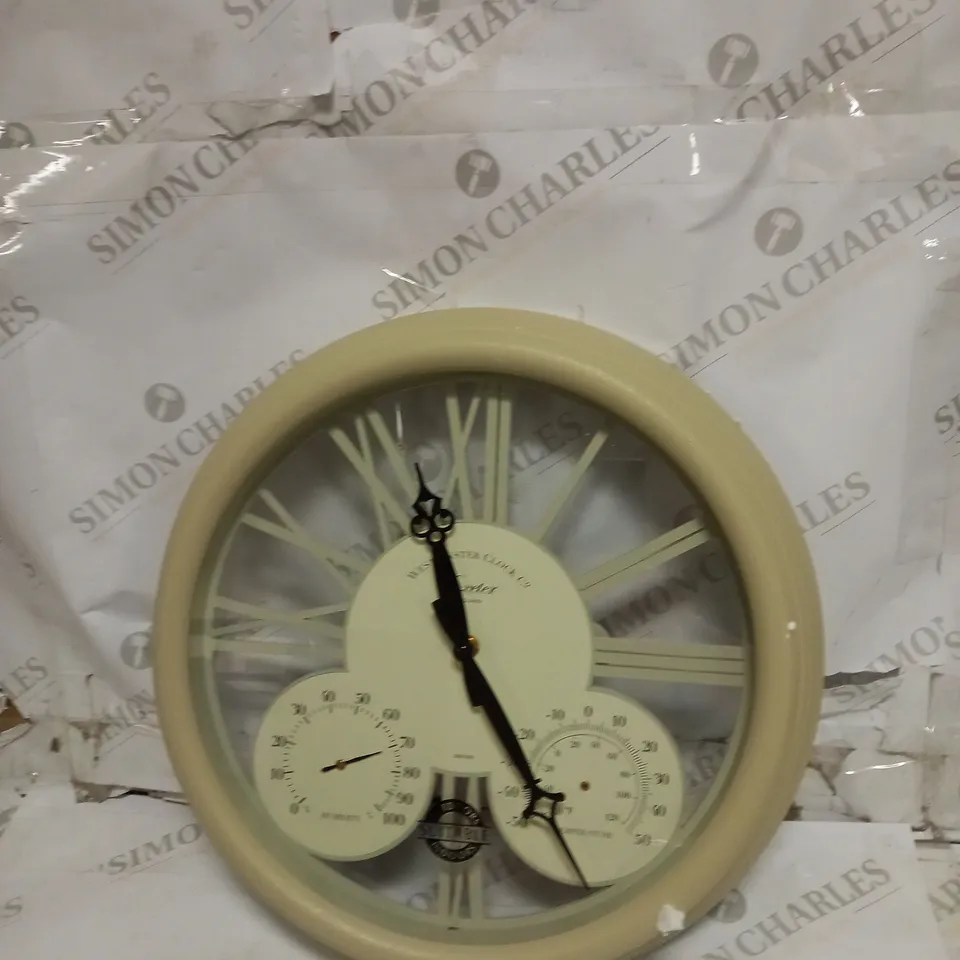 CREAM EXETER WALL CLOCK AND THERMOMETER   RRP £27.99