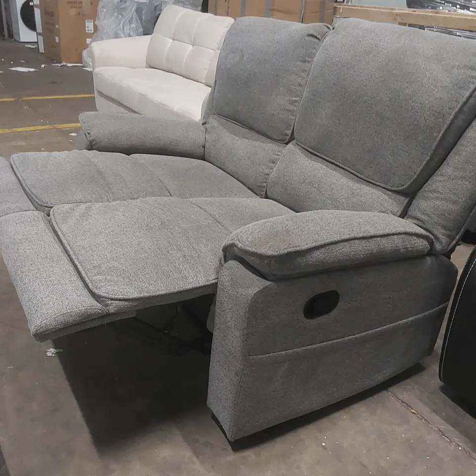 QUALITY DESIGNER FABRIC UPHOLSTERED MANUAL RECLINER 2 SEATER SOFA 