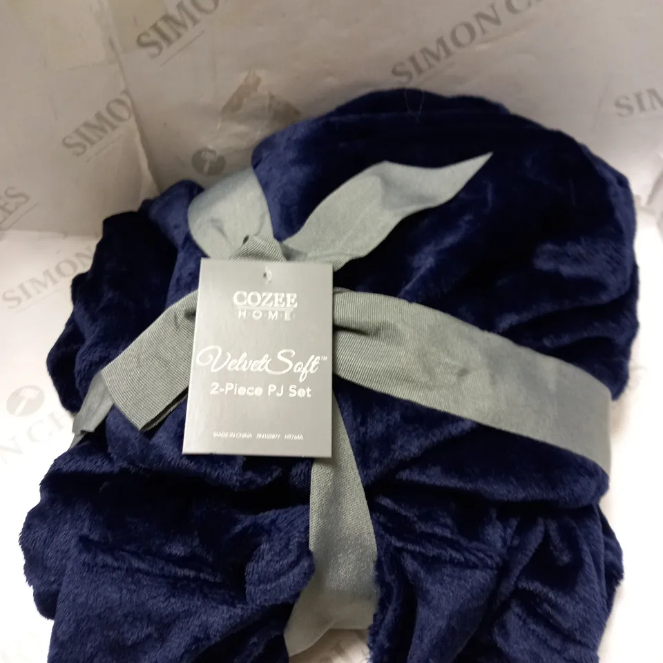 COZEE HOME HOODED VELVETSOFT PYJAMA SET, MIDNIGHT BLUE - SIZE 3XL 