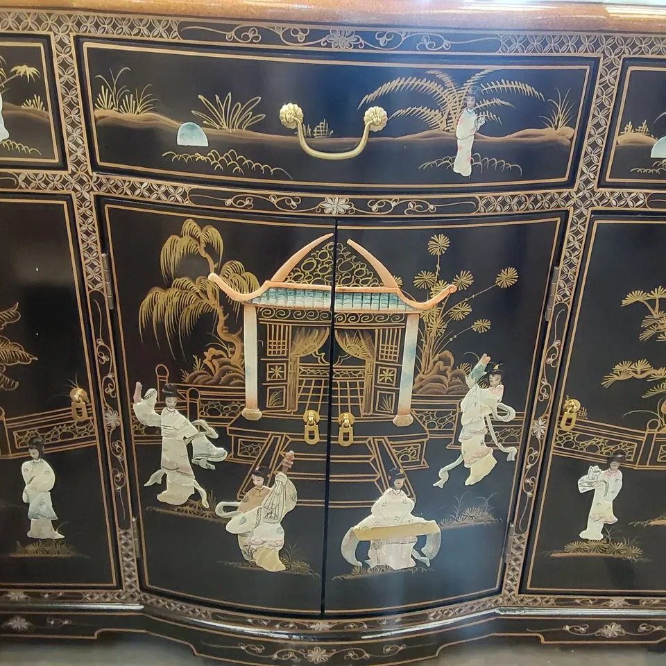 MOTHER OF PEARL BOW FRONT ORIENTAL CHINESE SIDEBOARD