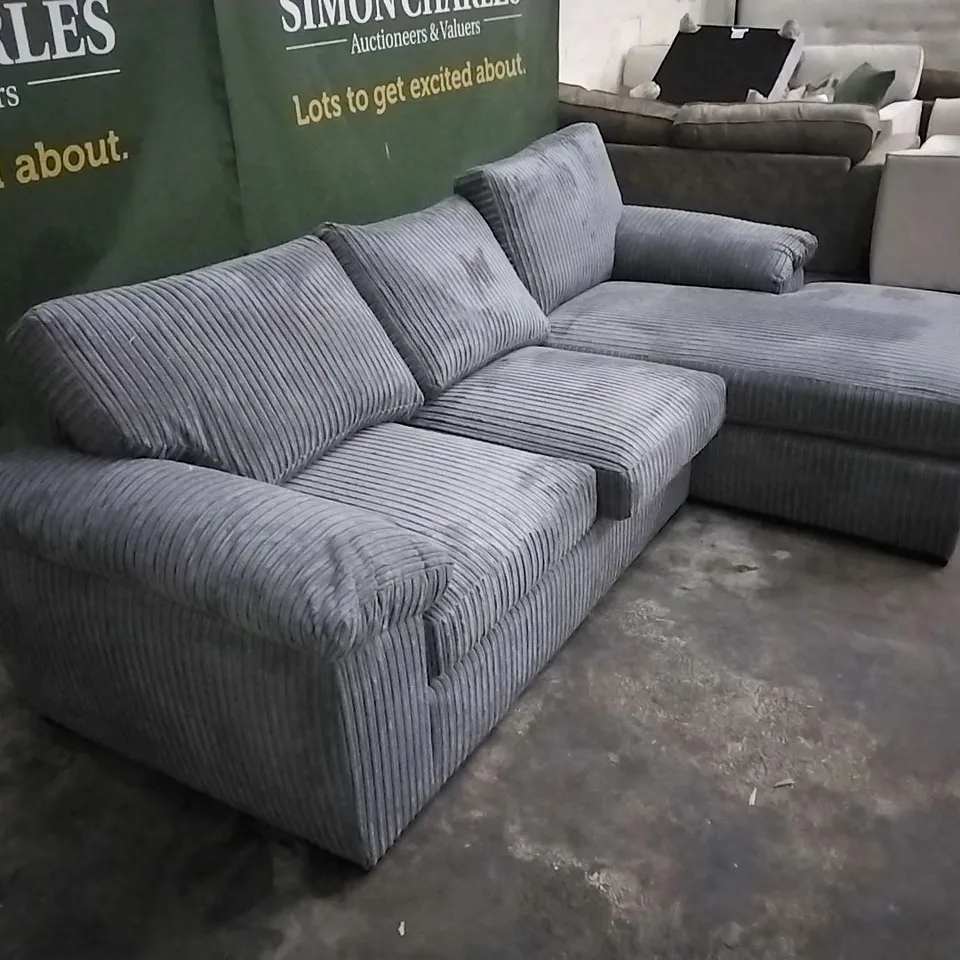 QUALITY DESIGNER  AMALFI STANDARD BACK FABRIC RIGHT HAND CORNER CHAISE SOFA - CHARCOA