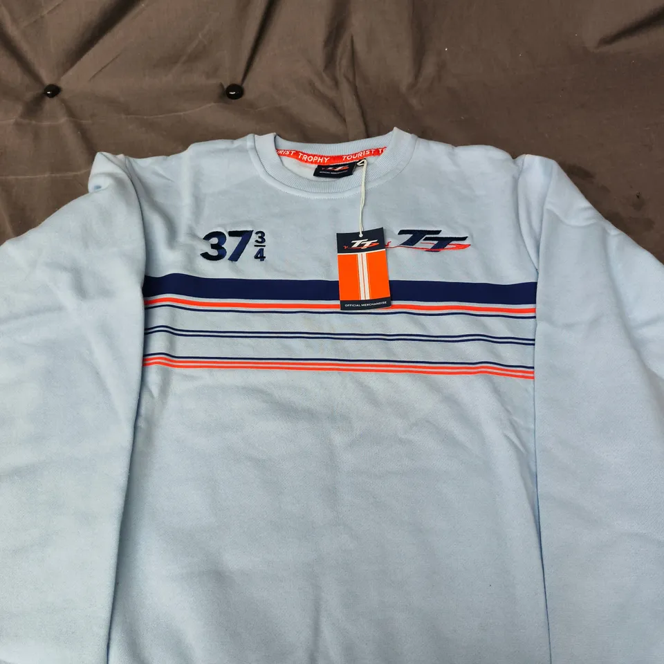 ISLE OF MAN TT OFFICIAL MERCHANDISE SWEATSHIRT – LIGHT BLUE, UK XL
