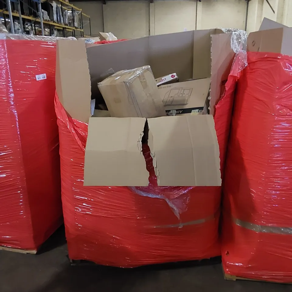 PALLET TO CONTAIN ASSORTED HOUSEHOLD PRODUCTS. INCLUDES VACUUM CLEANER, AIR FRYER, MATTRESS TOPPER ETC