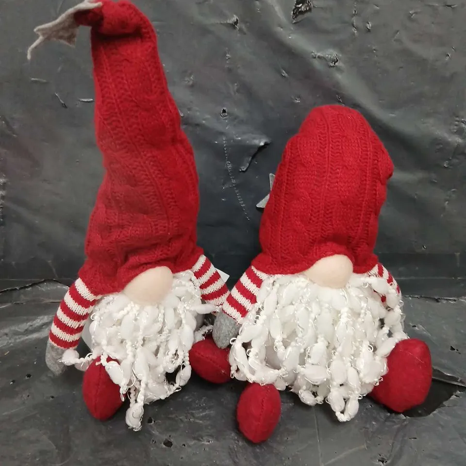 SET OF 2 BEARDED LIGHT UP SANTA GONK CHRISTMAS DECORATIONS