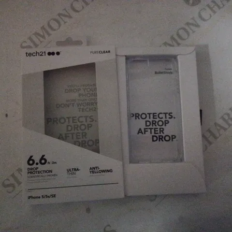 APPROXIMATELY 79 BRAND NEW BOXED TECH21 PURE CLEAR 6.6FT DROP PROTECTION PHONE CASES FOR IPHONE 5/5S/SE