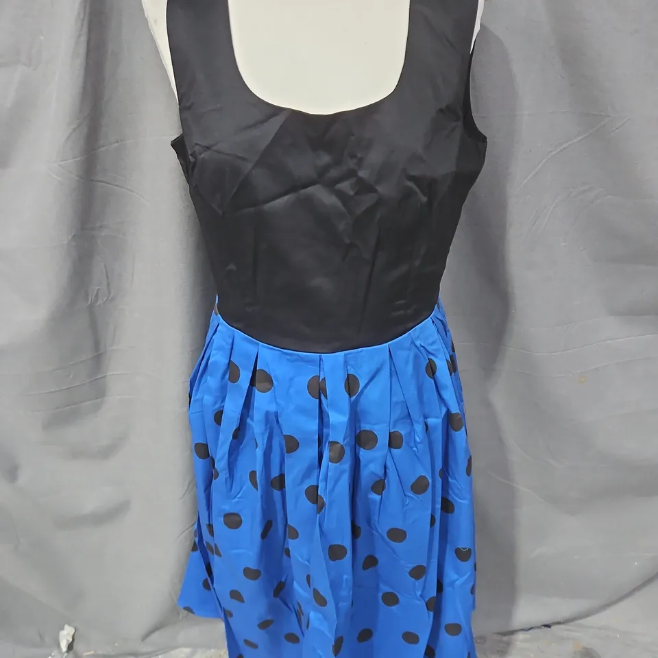 DOLLY & DOTTY WOMEN’S BLUE & BLACK POLKA DOT DRESS SIZE 16