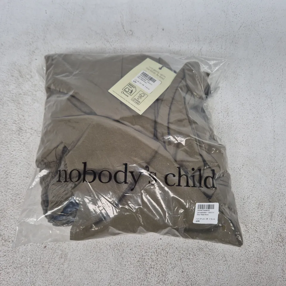 BAGGED NOBODY'S CHILD ZITA MIDI DRESS IN GREEN SIZE UK 10