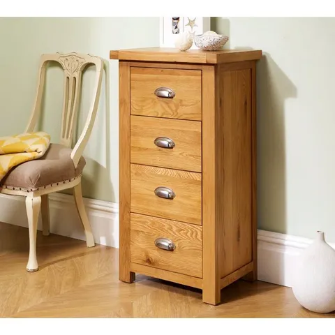 BOXED HAGBERG 4 DRAWER CHEST IN OAK (1 BOX)