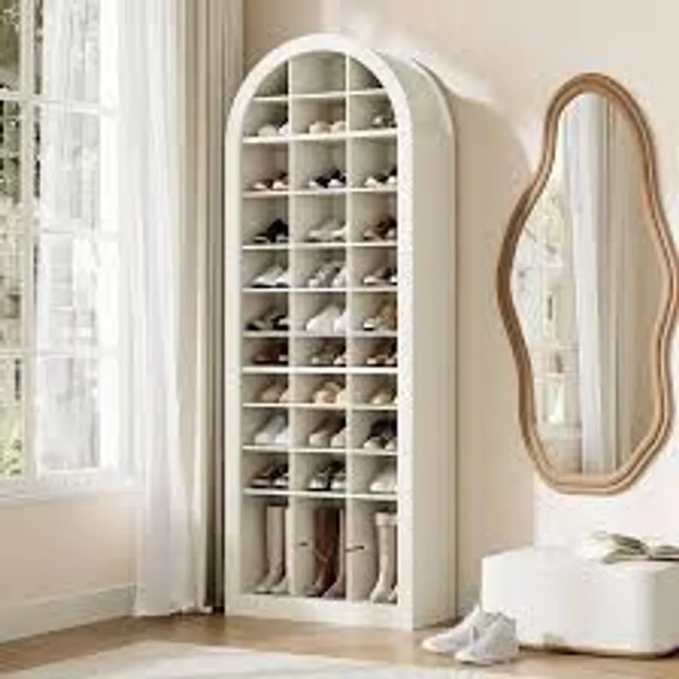BOXED LANTINE SHOE STORAGE CABINET, 12-TIER FREESTANDING SHOE RACK ORGANIZER WITH 36 CUBBIES, 70.9'' - WHITE (1 BOX)