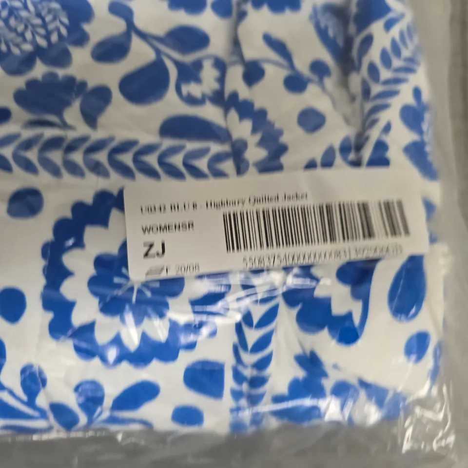 BAGGED BODEN WOMEN'S FLORAL PRINT HIGHBURY QUILTED JACKET – BLUE & WHITE UK8